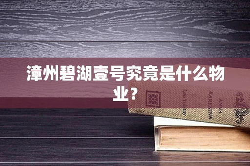 漳州碧湖壹号究竟是什么物业？