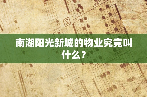 南湖阳光新城的物业究竟叫什么？