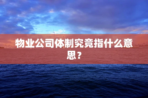 物业公司体制究竟指什么意思？