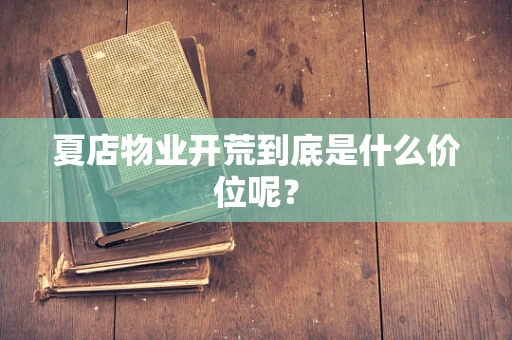 夏店物业开荒到底是什么价位呢？