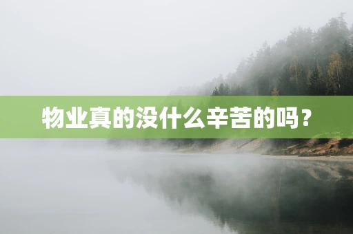 物业真的没什么辛苦的吗？
