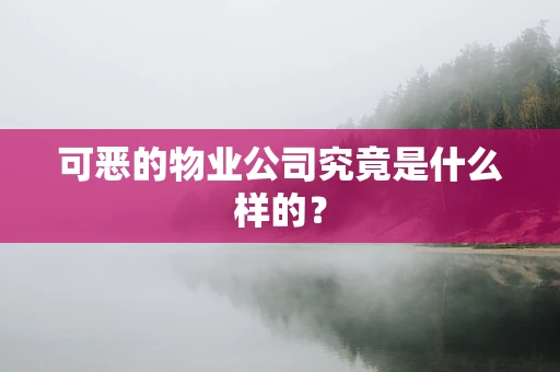 可恶的物业公司究竟是什么样的？